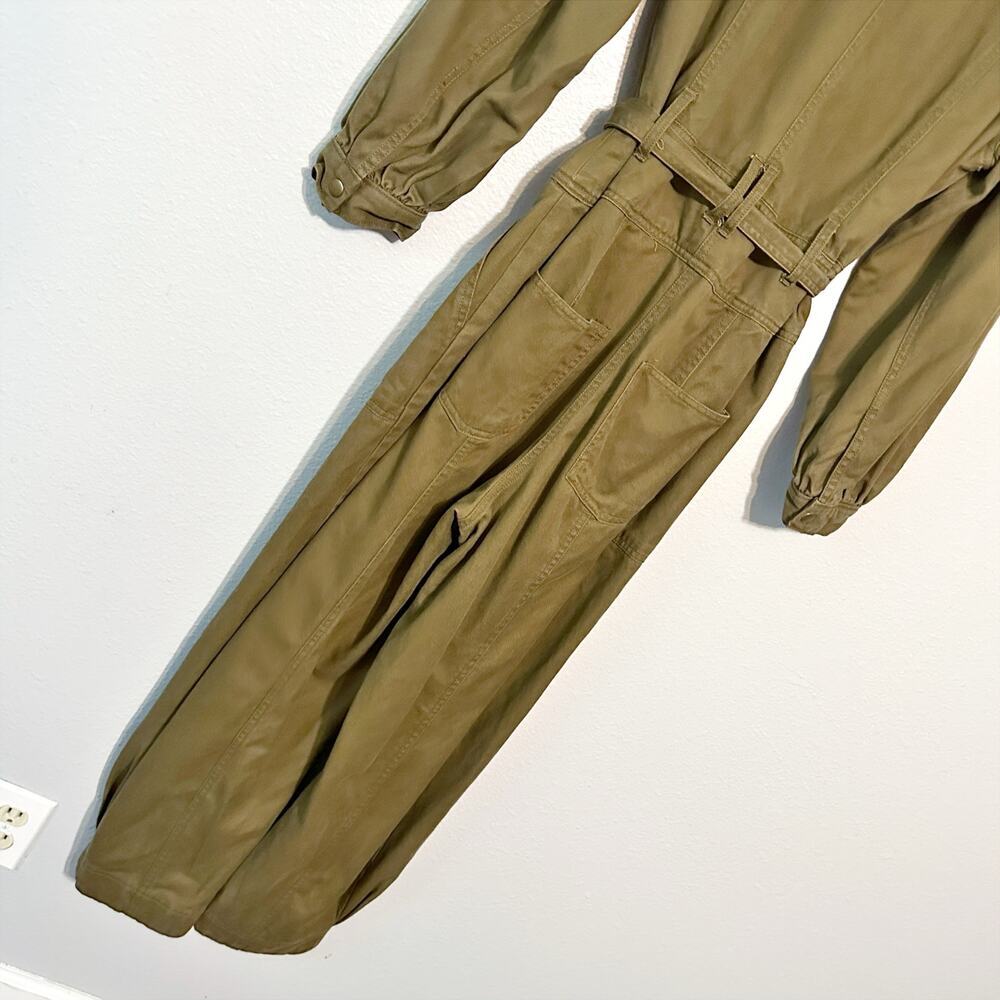 Madewell Tencel Twill Tapered Belted Golden Spinach Jumpsuit Women's Size Large - Picture 10 of 16